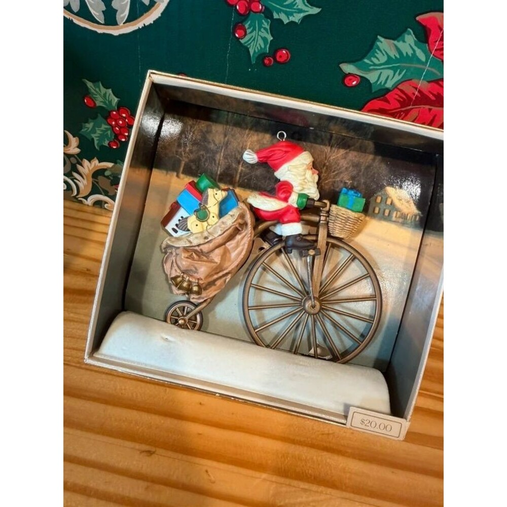 Vintage 1982 Hallmark Cycling Santa Keepsake Ornament QX4355 Original Box